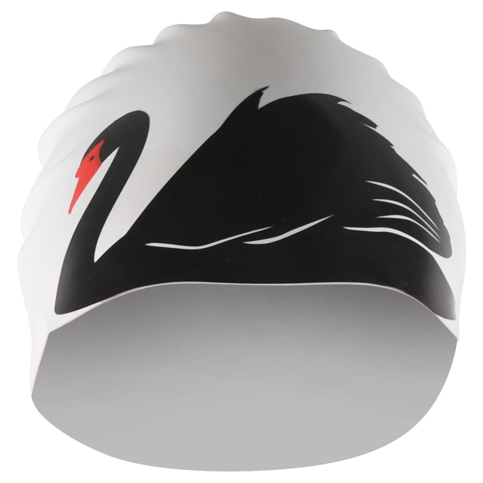 

Swimming Silicone Waterproof Cap Adults Cartoon Swim Pool Diving Hat Ear ProtectionBlack