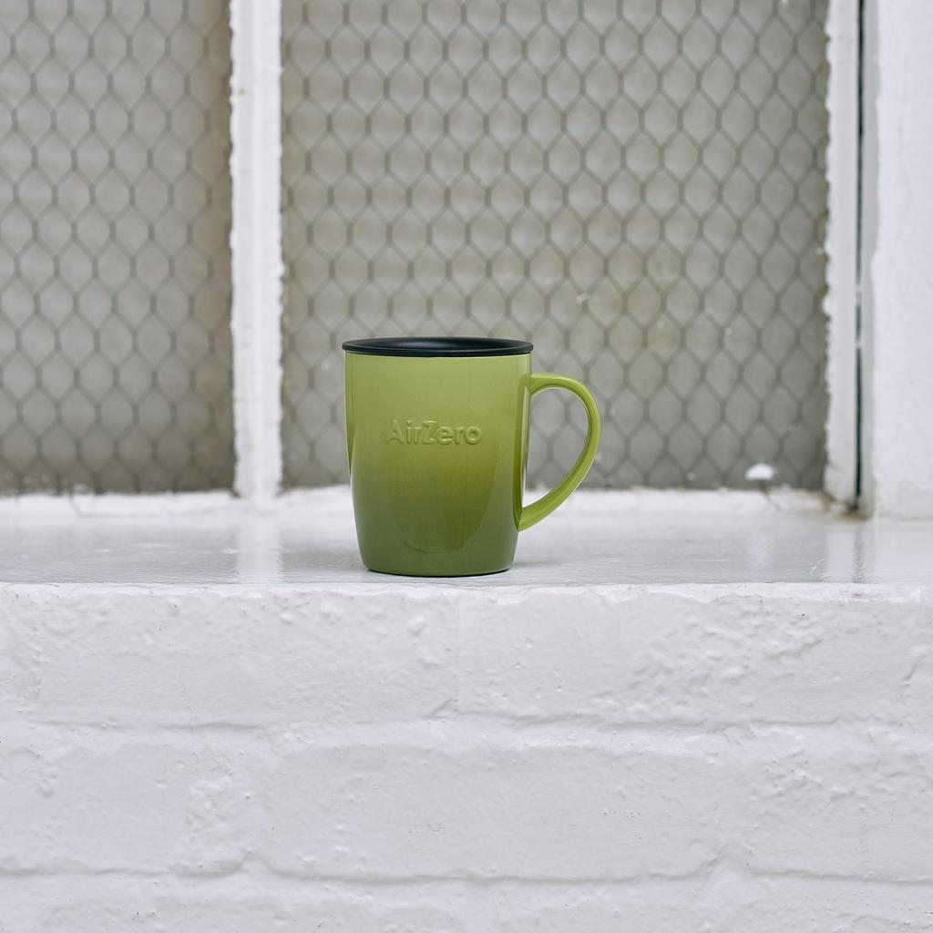 Vacuum Insulated Stainless Steel Mug Gradient with Keeps Drinks Hot or No Carefully Painted Gradient Color GoodPlus+ (Air Zero), 300ml, Green, Lid,