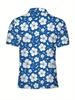 Men'S Short-Sleeve Shirt with a Flat Digital Print Design - Non-Textured