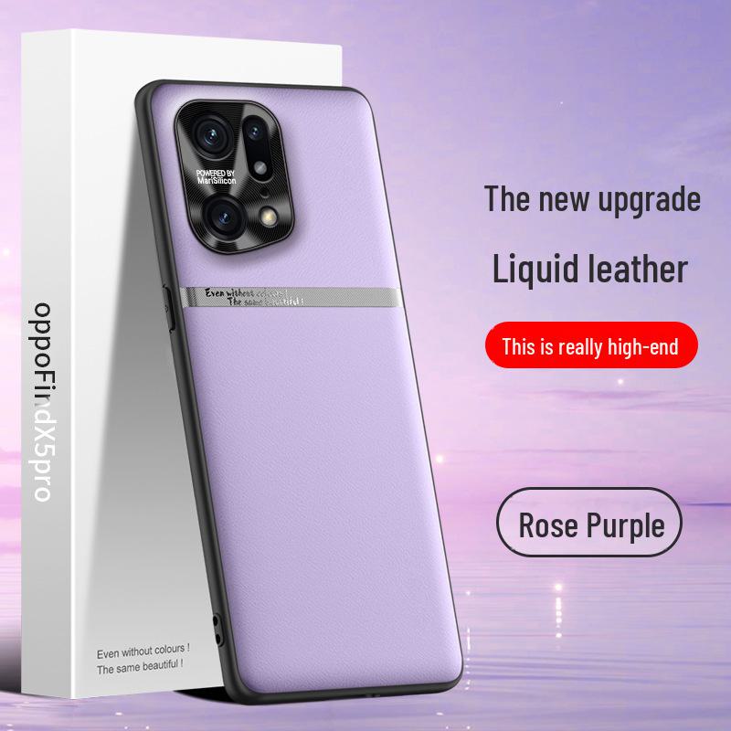 Husa de protectie pentru telefon din piele lichida pentru OPPO Find X5 Pro, anti-cadere, dintr-o bucata.
