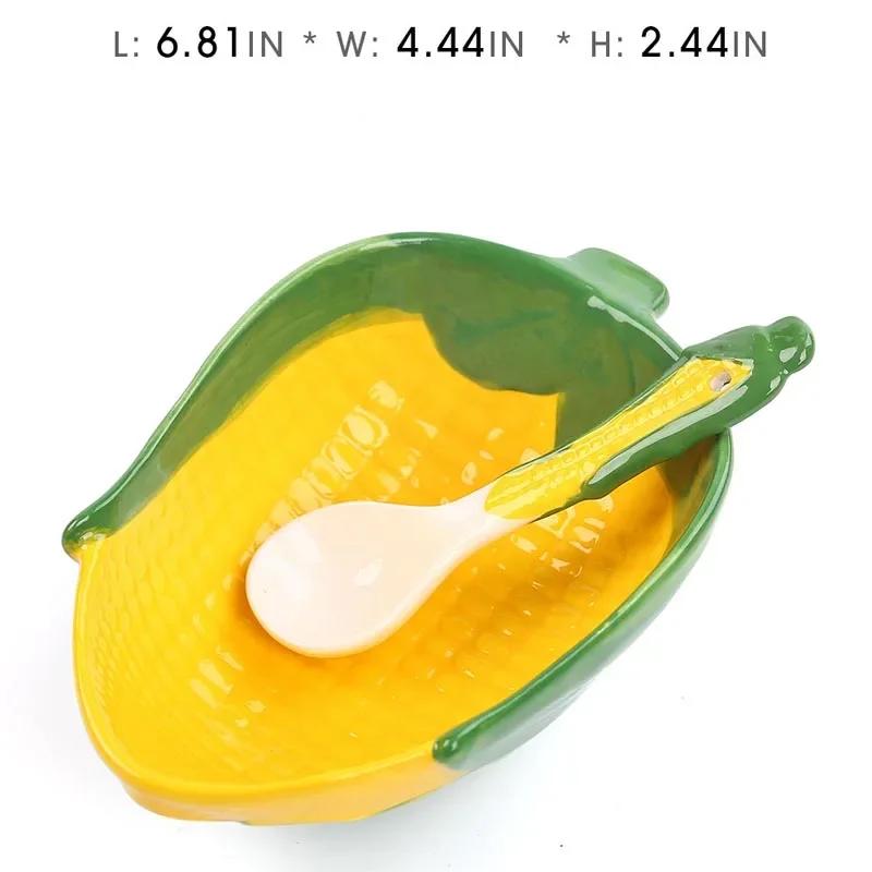 Ceramic Creative Fruit Shape  Bowl Cartoon Vegetable Tableware  Cute Bowl Serving Bowl Strawberry  with Spoon Japanese