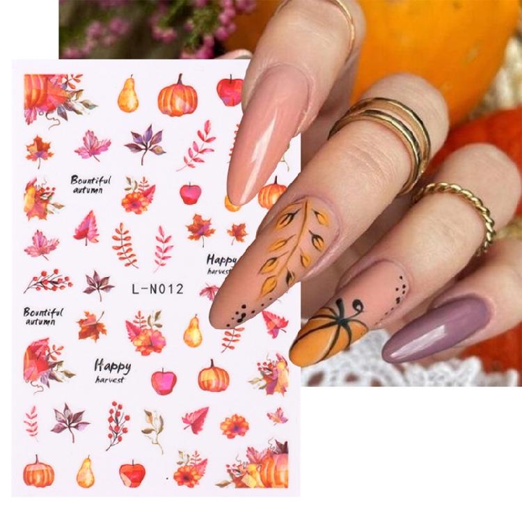 Elegant Ginkgo and Maple Leaf Nail Art Stickers 6 Sheets Easy Apply Nail Decals Women's Nail Decoration for Autumn Nail