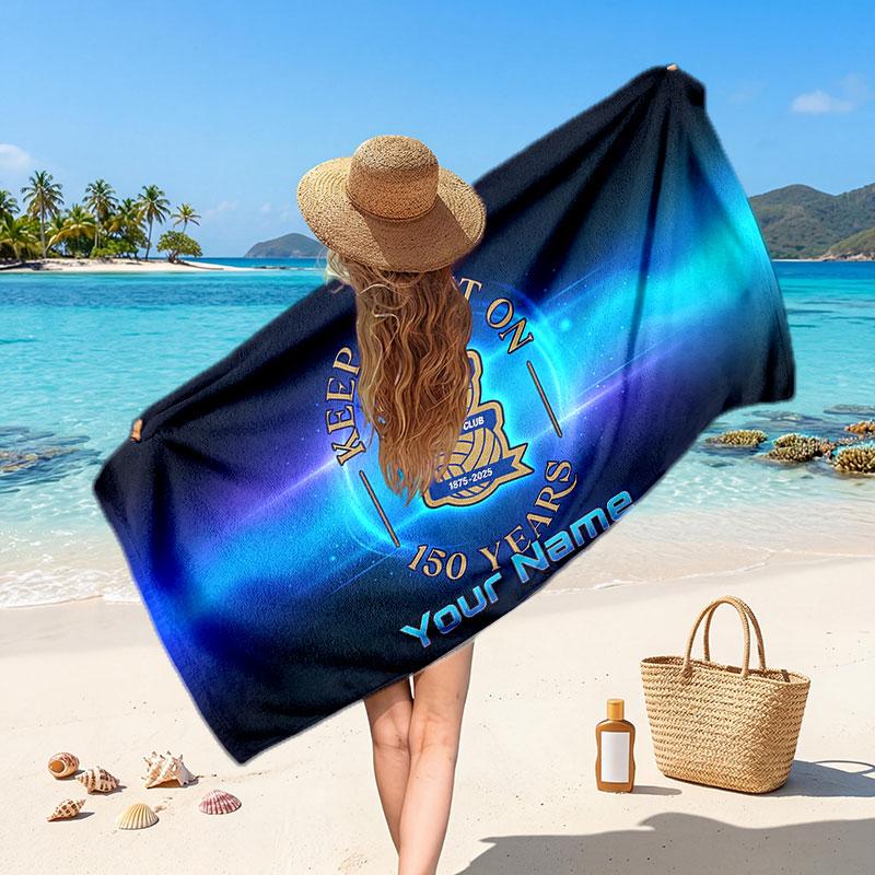 BIRMINGHAM CITY Benutzerdefiniertes Strandtuch, Personalisierter Name Text Druck, Fußball Logo Weiches Schnelltrocknendes Handtuch Urlaubsgeschenk