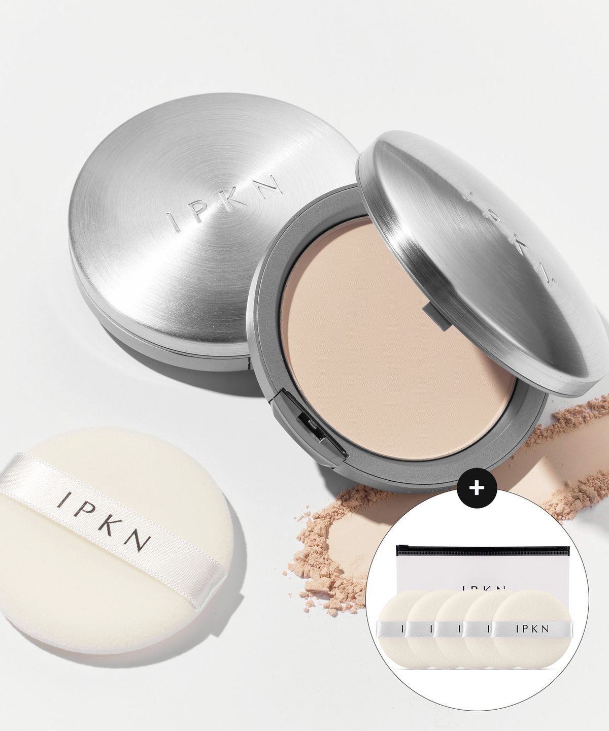 Original Perfume Powder Pact (Main Product) + Refill + [Gift] 5 Powder Puffs (Pouch) No. 19 Pale Pink