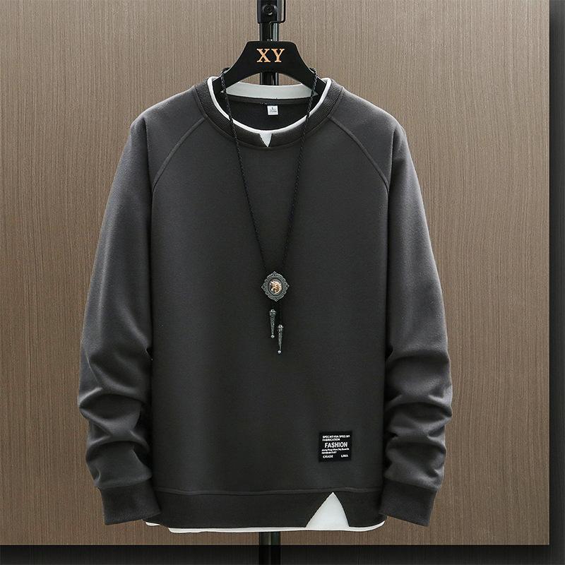 

Мужской поддельный свитер из двух частей с круглым вырезом, весна и осень, длинные рукава XS темно серый