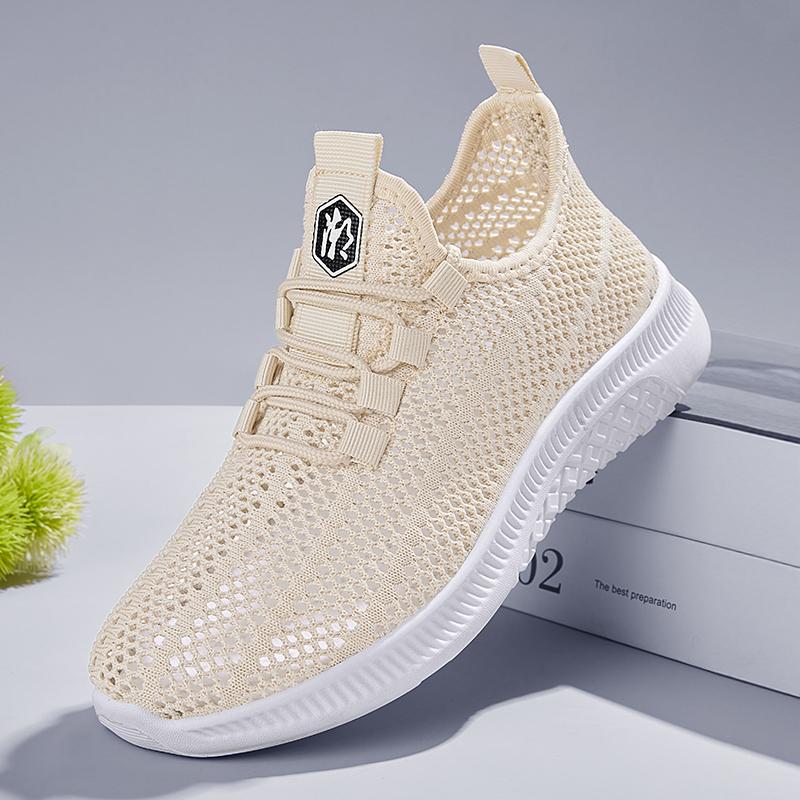 

2024 Летние сетчатые дышащие кроссовки для отдыха, полые, для бега, женские, с мягкой подошвой, женские спортивные, вулканизированные, сплошные, на шнуровке, для тенниса 35 хаки