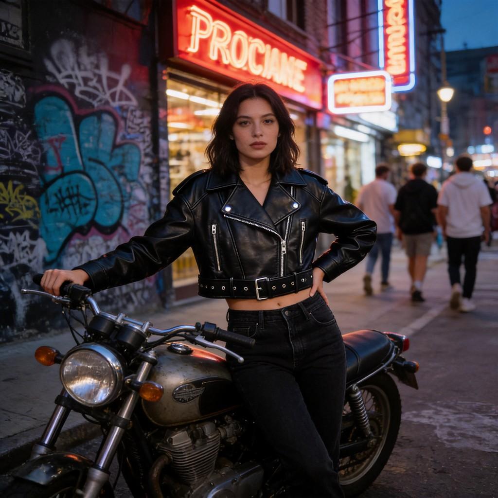 Miejska Moda Dziewczęca Krótka Kurtka Motocyklowa Ze Skóry PU Na Zamek Błyskawiczny W Stylu Ulicznym