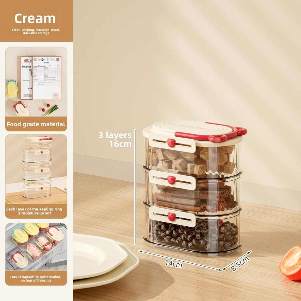 Food Storage Container With Sealed Lids For Kitchen Organization And Spice Preservation