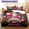 3pcs Custom Name Christmas Santa Claus Bedding Set Duvet Cover Closure Includes 1 Duvet Cover & 2 Pillowcases, Soft and Comfortable for All Seasons.