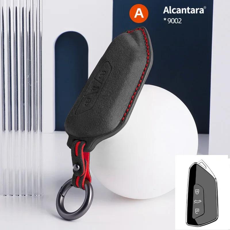 For VW Volkswagen Golf 8 Tuang X ID4 ID6 ID3 Talagon Lamando L Suede Remote Car Key Case Shell Keychain for VW Car Key