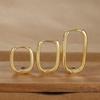 3PCS Vintage Stainless Steel U-Shape Hoop Earrings Set for Women Geometry Circle Square Earring Piercing  Jewelry aretes mujer