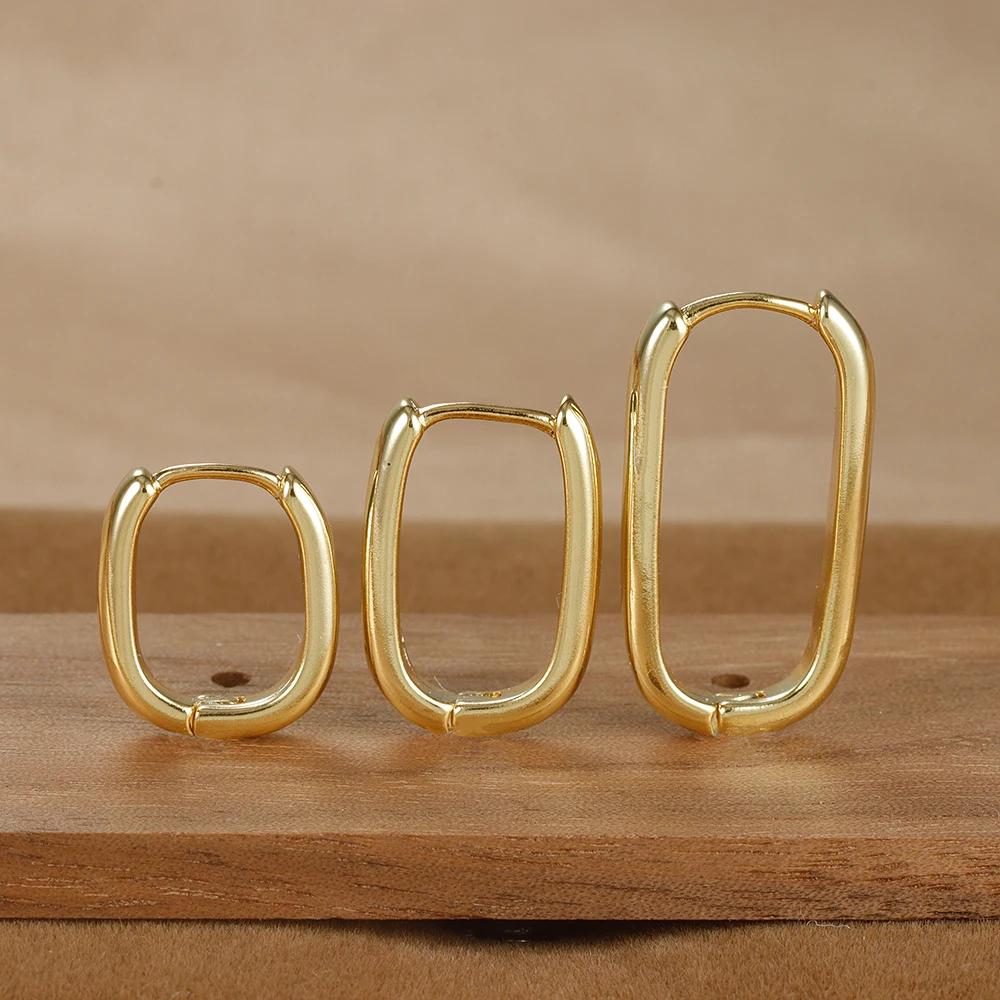 3PCS Vintage Stainless Steel U-Shape Hoop Earrings Set for Women Geometry Circle Square Earring Piercing Jewelry aretes mujer