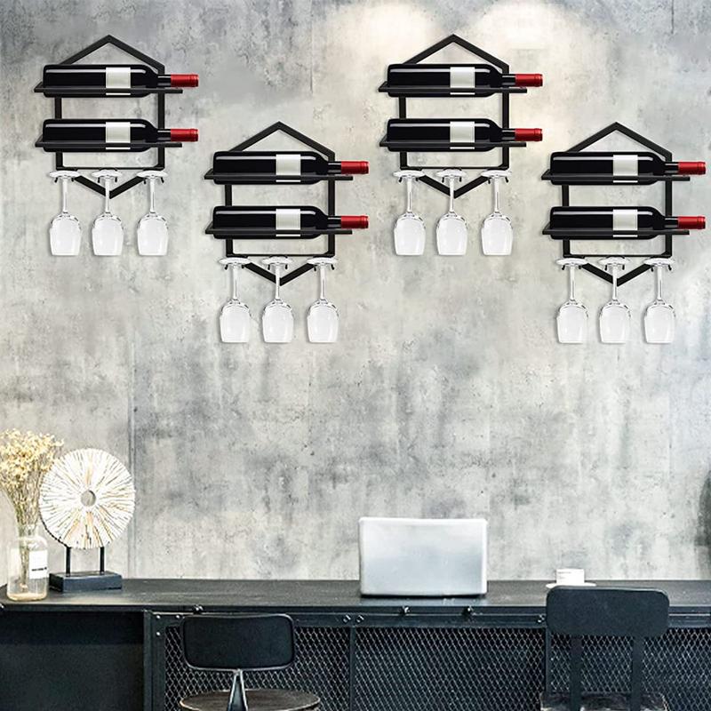 Red Wine Storage Rack Vintage Heavy Duty Wine Bottle Display Shelf Farmhouse Decor Wall Bar Shelf Multifunctional Wine Bottle