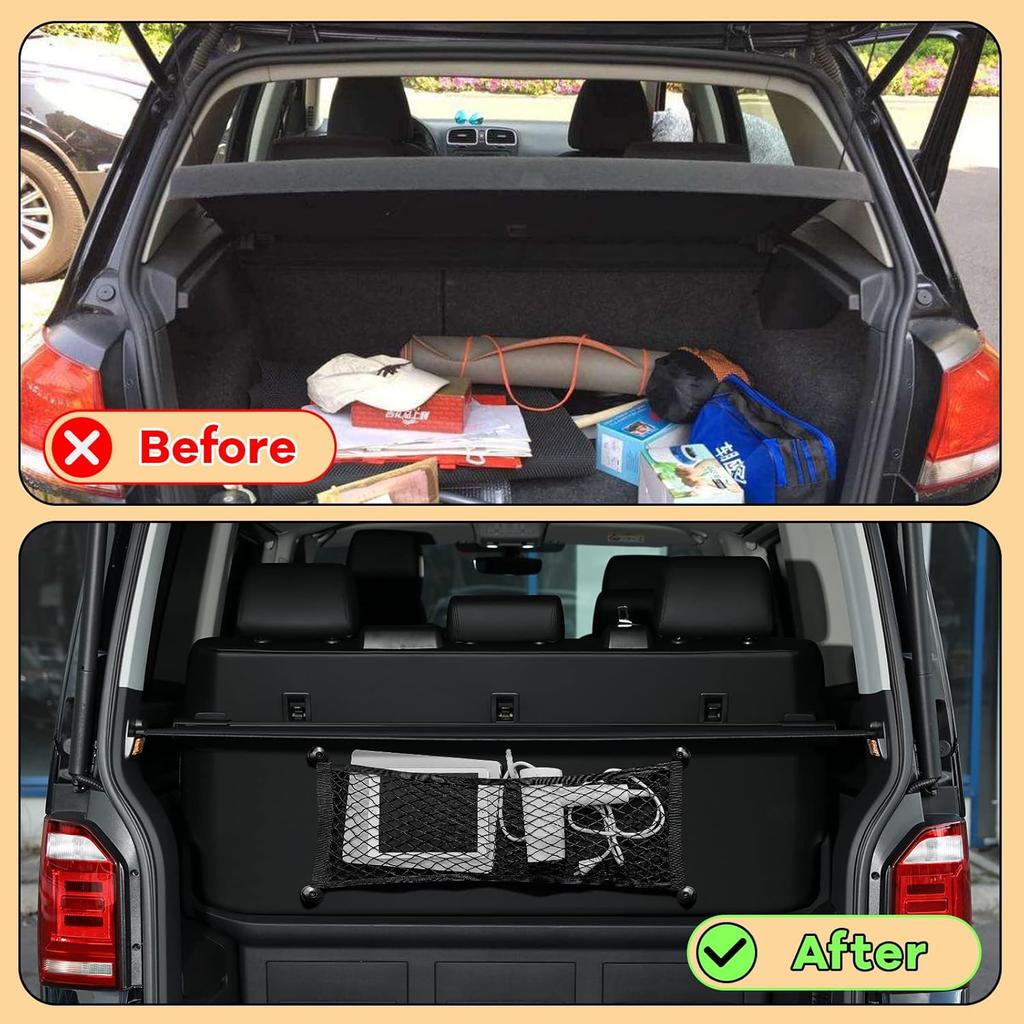 Frienda 2 Pieces Stretchable Small Cargo Net Pocket Storage Mesh Net Elastic Automotive Storage Pouch With 8 Pieces Mounting Screws And Hooks For