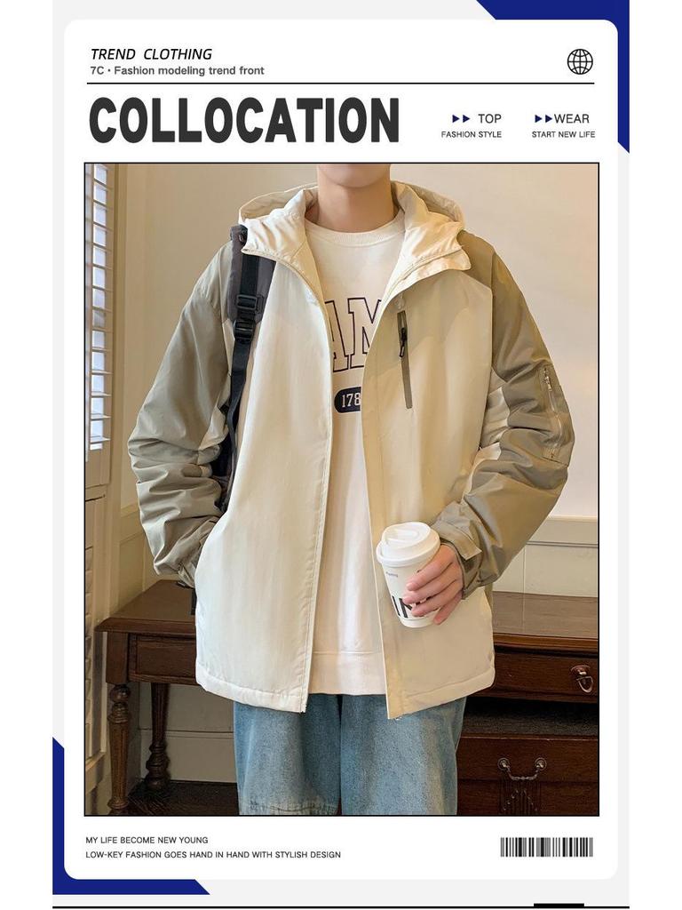 Men's Hooded Jacket: Autumn/Winter 2025, Plus Velvet, Trendy American Style, Outdoor Mountaineering, Casual Workwear.