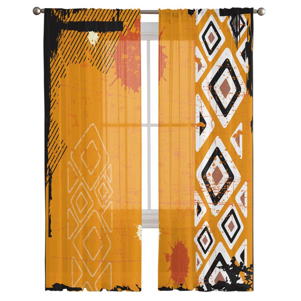 Africa Emblem Ethnic Window Treatment Tulle Modern Sheer Curtains for Kitchen Living Room the Bedroom Curtains Decoration