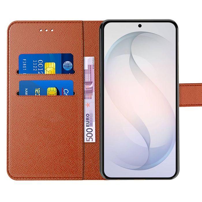 Coque Rabat - BOOLING - pour Samsung Galaxy S26 - Antichoc Anti-Rayures Effet Cuir Marron