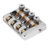 Easy-to-Install Headless Bass Bridge for 4 Strings with Replacement String Locks (Silver)