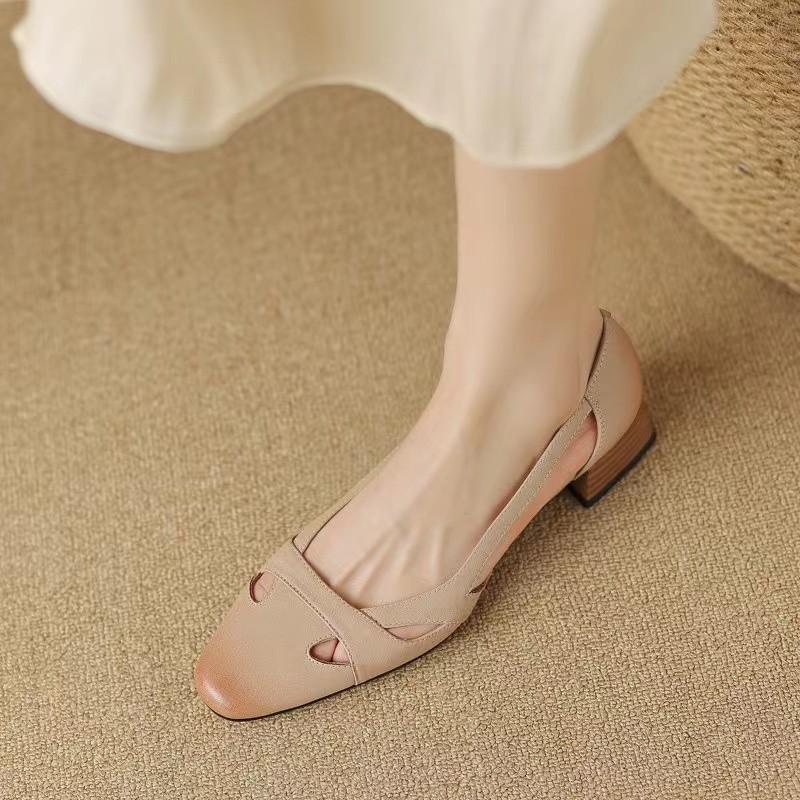 2024 NEW Summer Retro Women's Sandals Thick Heels  Fashion Elegant Shoes Women Concise High-quality