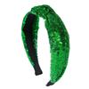 Modna Nowa Czerwono-Zielona Świąteczna Opaska na Głowę dla Kobiet, Materiałowa Węzłowa Ręcznie Szyta z Cekinami Dodatek do Włosów na Świąteczne Przyjęcie