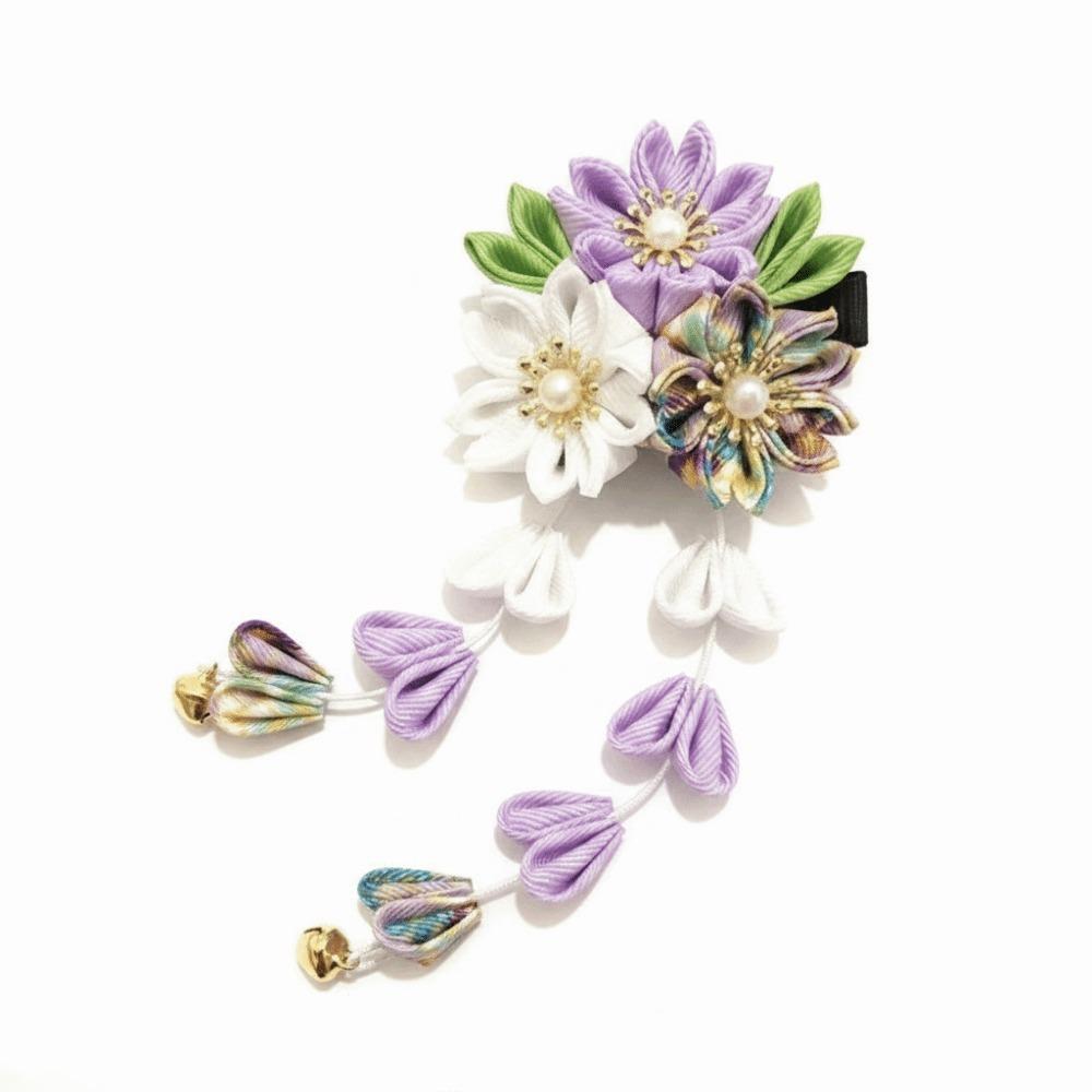 

Cloth Material Flower Tassel Hairpin Handmade Hanfu Accessories Cultural Events
