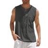 Gilet ampio da uomo Canotta Canotta con lacci Scollo a V senza maniche Pullover in lino di cotone Casual Streetwear