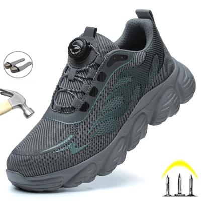 Novo Moda Fivela Rotativa Tênis de Trabalho Sapatos Protetores Segurança Industrial À Prova de Perfuração Anti-Esmagamento Sapatos de Biqueira de Aço