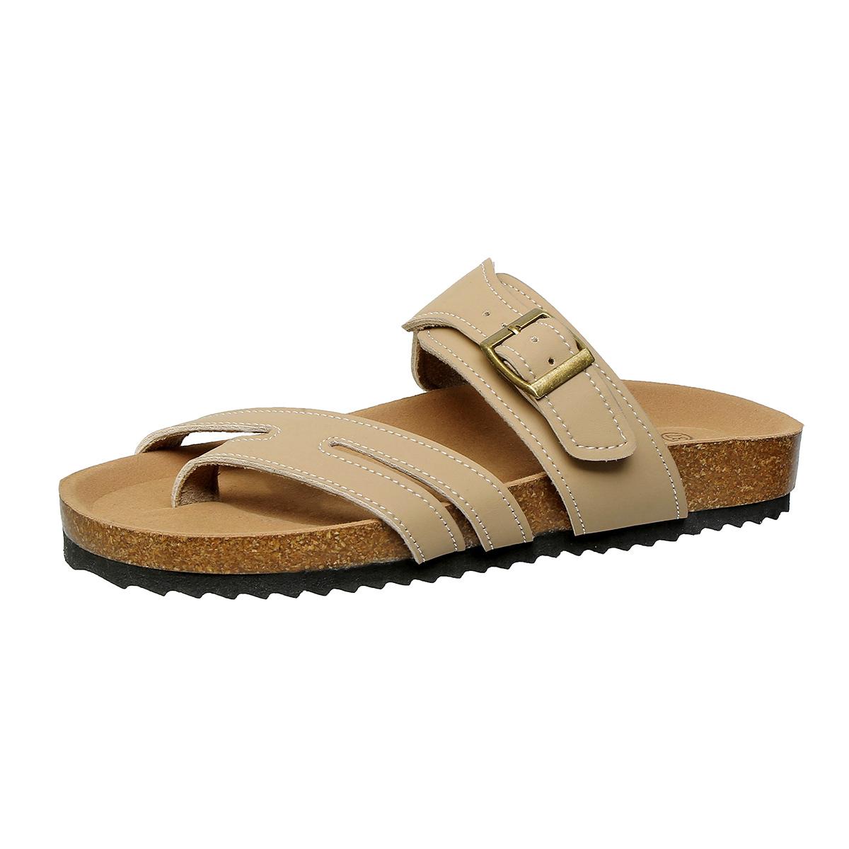 

Женские ретро-тапочки на пробковой подошве, модные сандалии на плоской подошве с пряжкой и зажимом для носка для женщин 2025 года, удобные летние нескользящие пляжные туфли, шлепанцы 42 абрикосовый