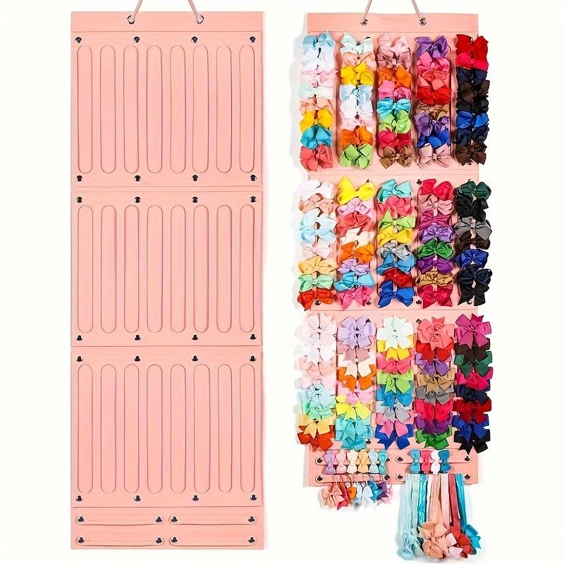 27-Ribbon Large Capacity Hair Bows Organizer for Girls Foldable Hair Clip Holder Wall-Mounted Storage for Room Decor