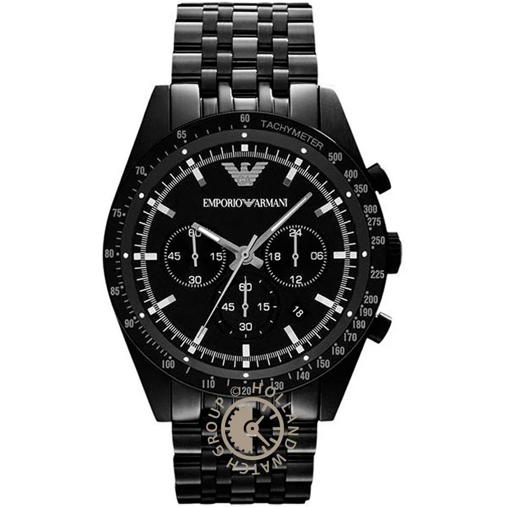 

Emporio Armani Men s Black Metal Black Quartz Chronograph Watch AR5989 чёрный