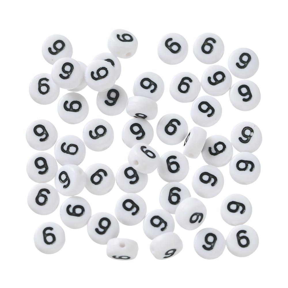 100pcs/Lot 7mm Flat Round Number Beads Acrylic Spacer Loose Bead for DIY Necklace Braclet Earrings Jewelry Making Accessories