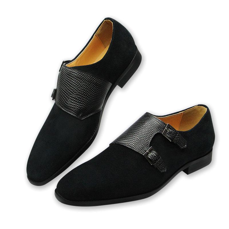 Fashion Men Shoes Cow Suede Monk Autumn Genuine Leather Shoe Single Fashion Classic Buckle Handmade Characteristic Adult Loafers For Man