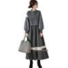 2025 Korean Style Women's Color Block Long Sleeve Dress for Autumn/Winter