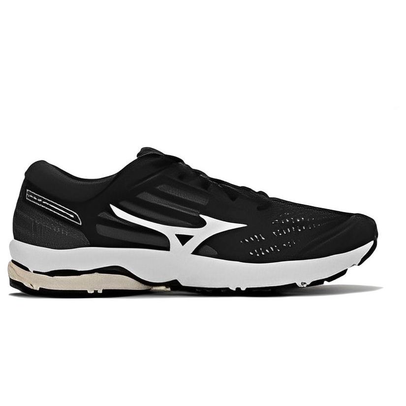 Mizuno Stream 2 Wave Round Toe Lace-Up Mesh Slip-Resistant Durable Breathable Low-Top Casual Running Shoes Women Sneaker Black White J1GD211911