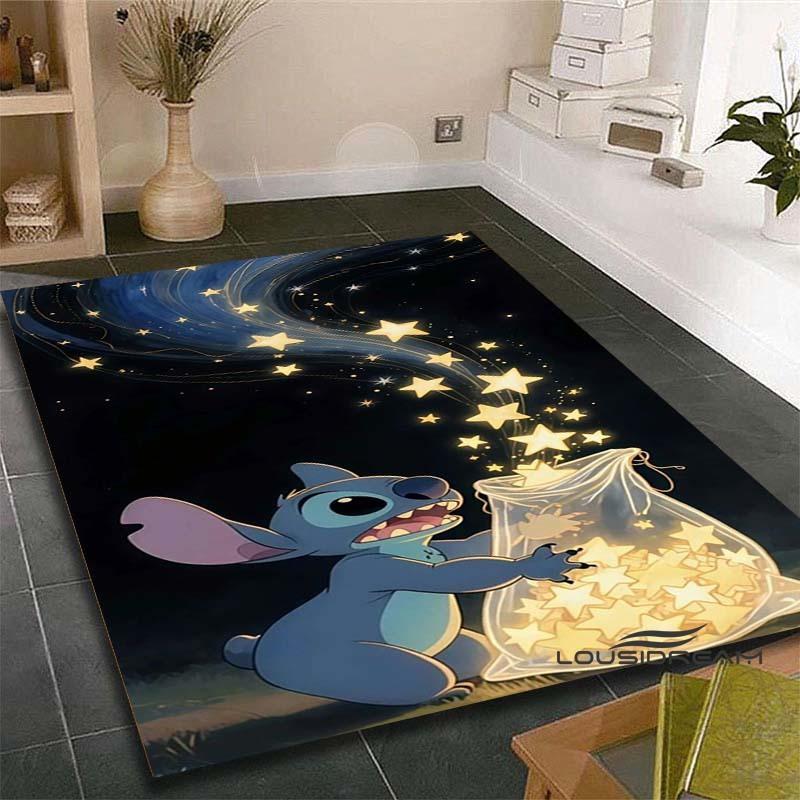 3D Cartoon Sci-fi Movie (Stitch) Rug, Suitable for Living Rooms, Children's Rooms, Bedrooms, Sofas, Doormats, and Other Home Déc