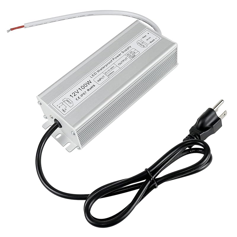 inShareplus 12V Power Supply, 300W IP67 Waterproof LED Power Supply, AC 110-260V to DC 12 Volt 25A Low Voltage Transformer, LED Driver with 3-Prong