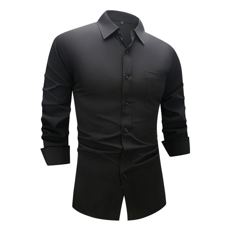 Four-way stretch shirt, men s long-sleeved business formal shirt, plus-size men s white shirt, slim-fit men s shirt S