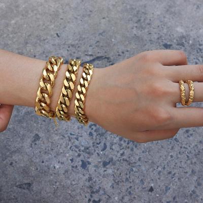 Schwerindustrie Premium Sense Hip Hop Titanstahl Gold Grobes Armband