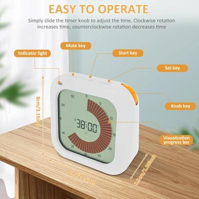 Digital Kitchen Timers 60 Minute Countdown Visual Timer 3 Alarm Modes Classroom Timer Manage Tool for Study Cooking Shower Fitn