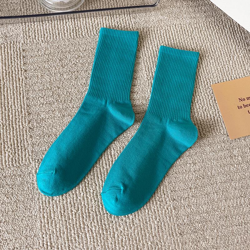 Women's Trendy Candy Color Thin Mid-Calf Socks - Colorful Japanese Style Summer Pile Socks