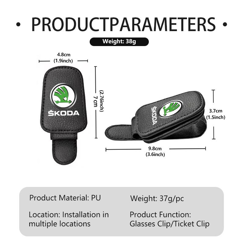 For Skoda Car Leather Glasses Clips Sun Visor Sunglasses Storage Fastener Rapid Octavia Derivative Enyaq-iV VisionS Yeti Scala RD4