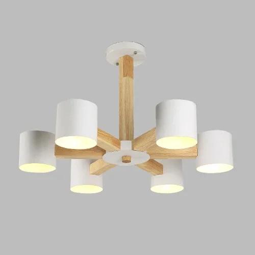 Nordic Modern Wrought Iron Solid Wood E27 Chandelier Bedroom Kitchen Living Room Restaurant Personality Lighting Fixture Home De