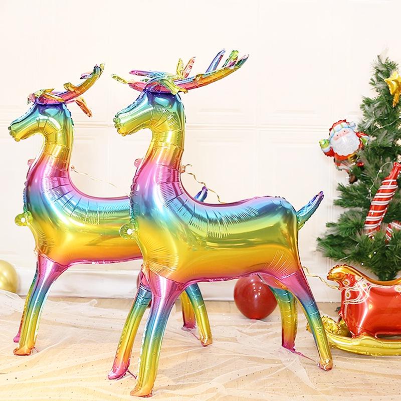 3D Golden Reindeer Aluminum Foil Balloon - Christmas Party Decoration