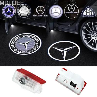 2Pcs Car Door Welcome Light Emblem For Mercedes Benz A C E GLC GLA GLE GLB Class W177 W205 W212 W213 X253 X156 W166 X247