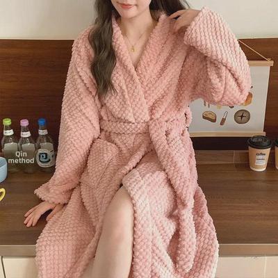 Flanell Herbst/Winter Unisex Dick Bademantel Cardigan Pyjama