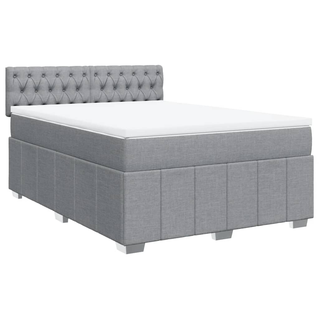 Vidaxl Letto Continentale Con Materasso, Grigio Chiaro 140X200 Cm, Tessuto