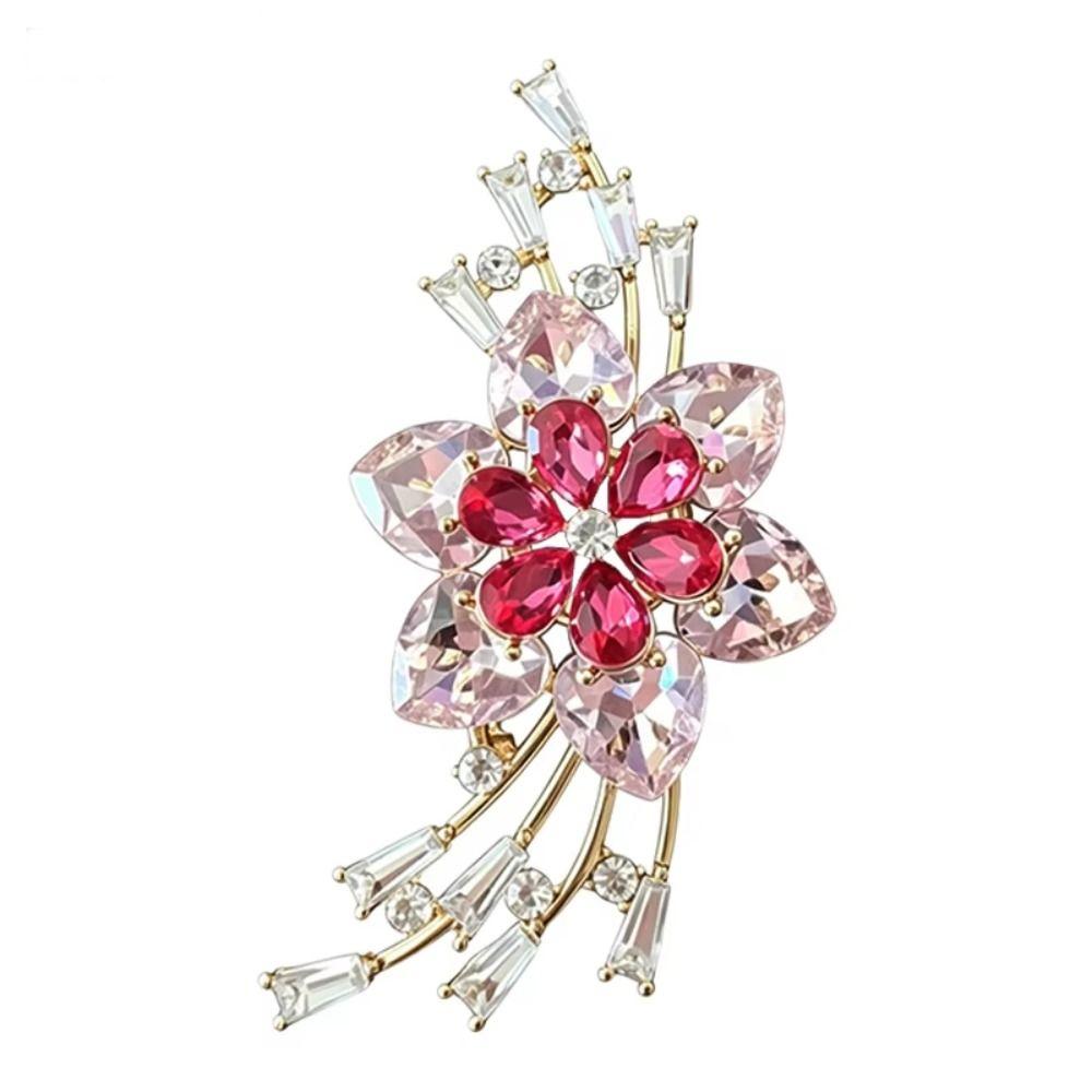 Vintage Crystal Flower Brooches Sparkling Brooch Pins Fashion Floral Brooches  Prom