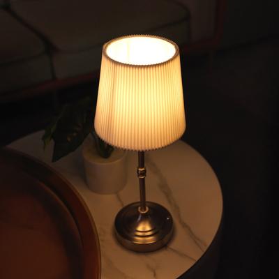 Kabellose LED Metall Tischlampe USB Wiederaufladbar Touch Control Tragbar Stoffschirm Schreibtischlampe Nachtlicht für Schlafzimmer Bar Balkon