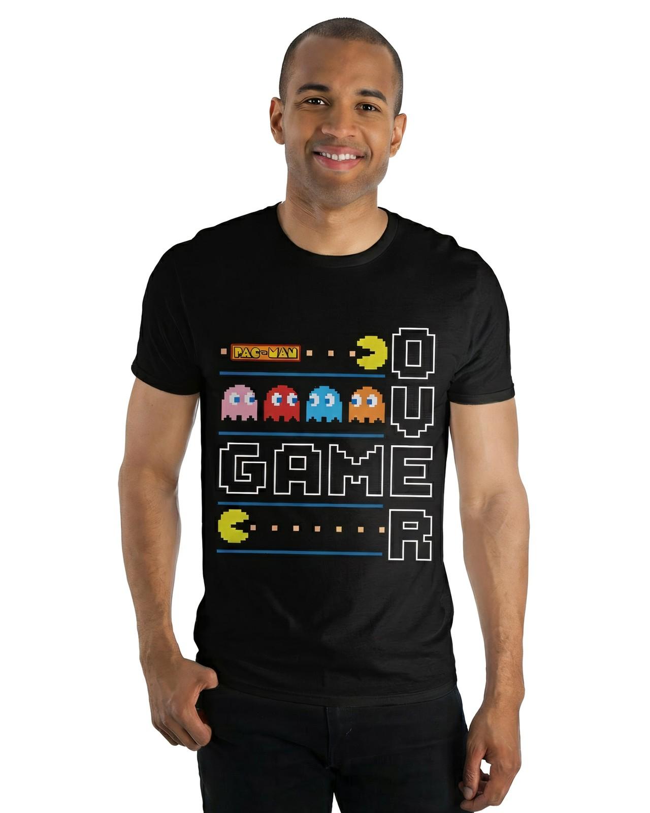 Pac-Man Men s T-Shirt Game Over Pixel Graphic Print Crewneck Tee (L) S