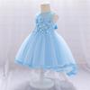 Holčička Společenské šaty s květinami Elegantní 1 rok narozeninové krajkové společenské šaty Dětská princezna Dětské šaty pro dívky Novorozenci Svatební outfity